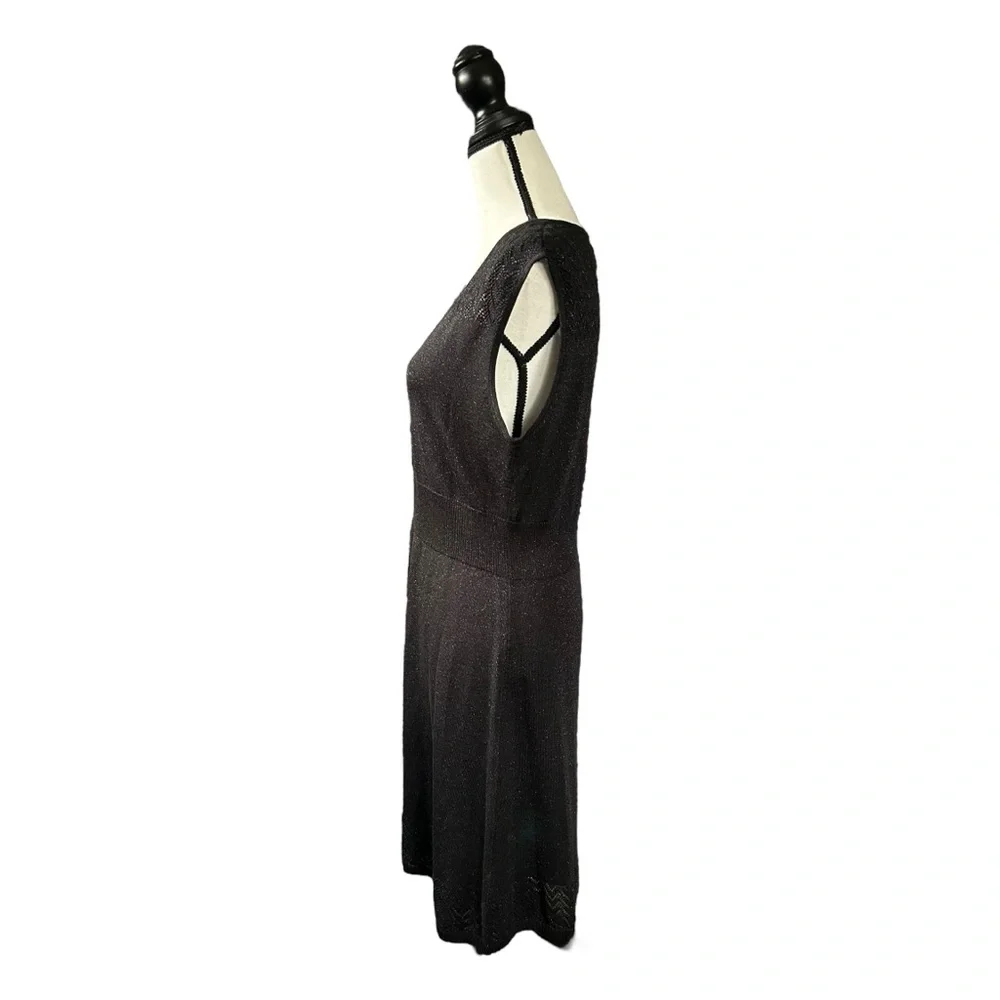 Apt. 9 Black Sparkly Knit Dress Sleeveless V-Neck LBD Evening Holiday Large NWT